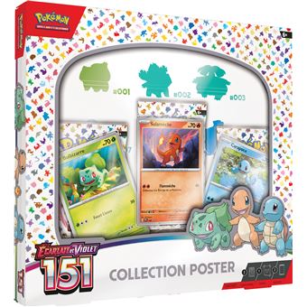 Coffret Poster Pokémon 151 EV3.5 - 3 Boosters + 3 Cartes Promo Starters Kanto - Français