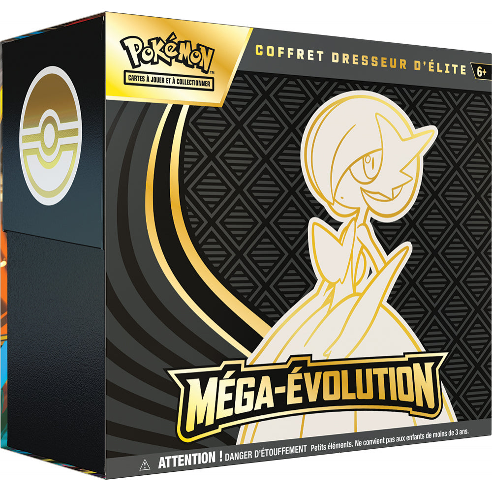 Coffret Dresseur d'Élite Pokémon Méga-Évolution ME01 version française — modèle aléatoire Méga-Lucario ou Méga-Gardevoir avec 9 boosters