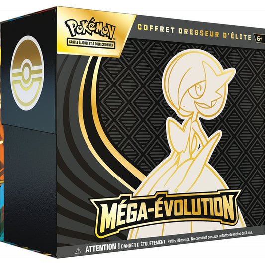 Coffret Dresseur d'Élite Pokémon Méga-Évolution ME01 version française — modèle aléatoire Méga-Lucario ou Méga-Gardevoir avec 9 boosters