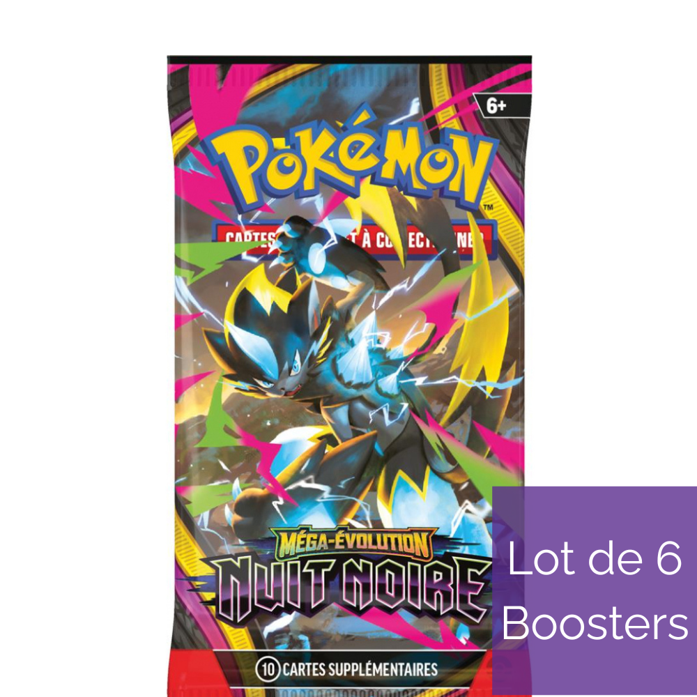 Lot de 6 Boosters Pokémon Nuit Noire ME05 - Français