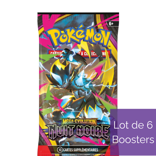 Lot de 6 Boosters Pokémon Nuit Noire ME05 - Français