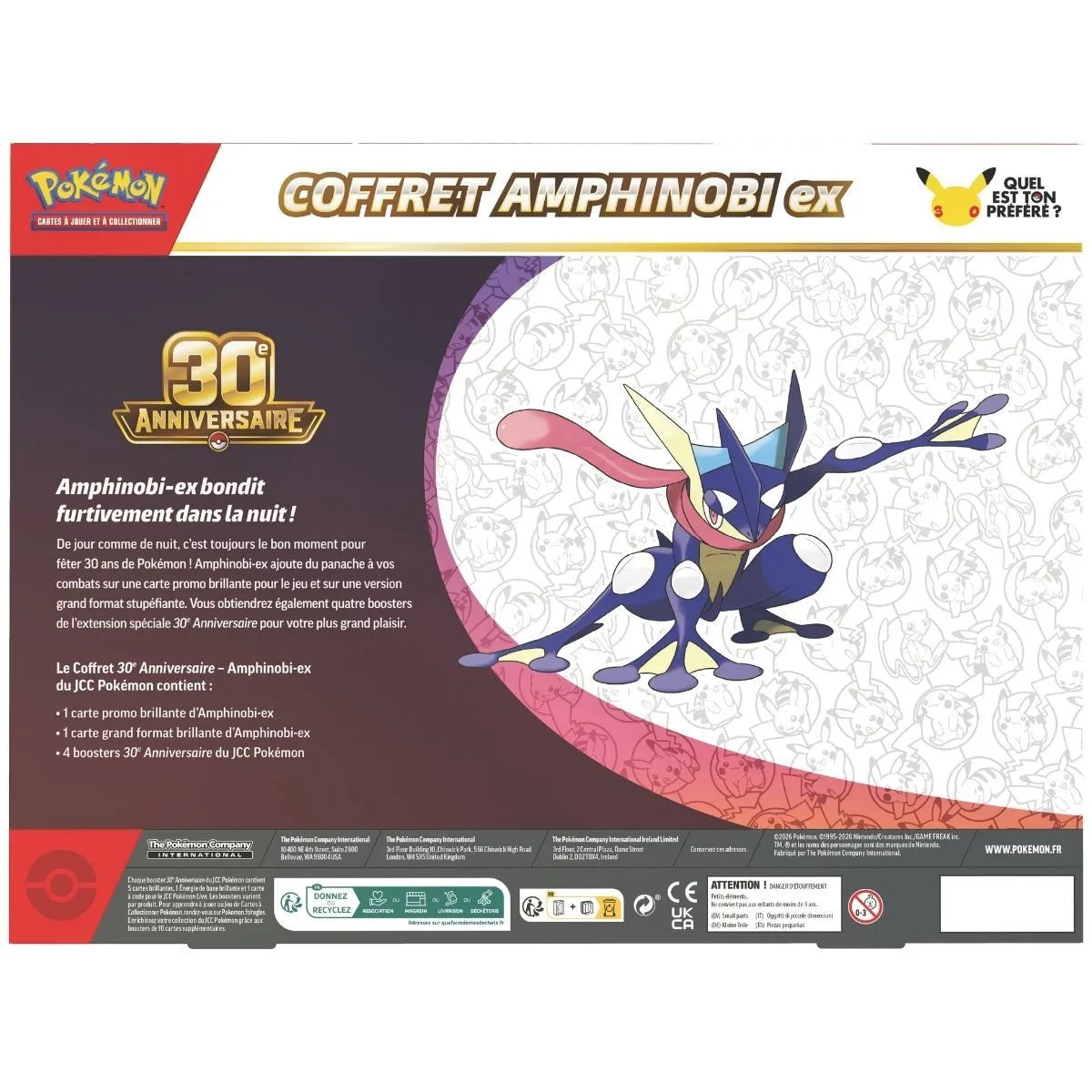 Coffret Pokémon 30e Anniversaire ME05.5 - Amphinobi-ex - 4 Boosters + Cartes Promo - Français