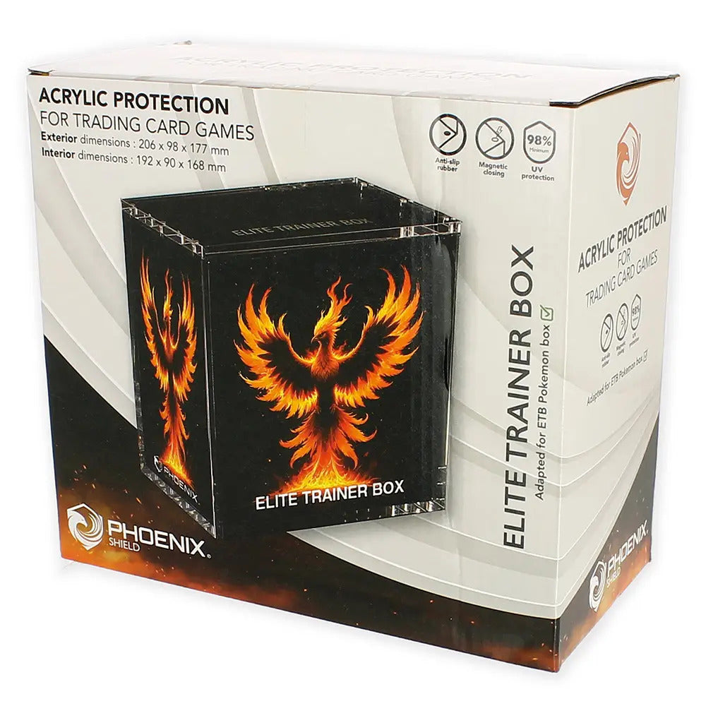 Boîte-Vitrine Acrylique Phoenix Shield pour ETB Pokémon - Protection Anti-UV Magnétique