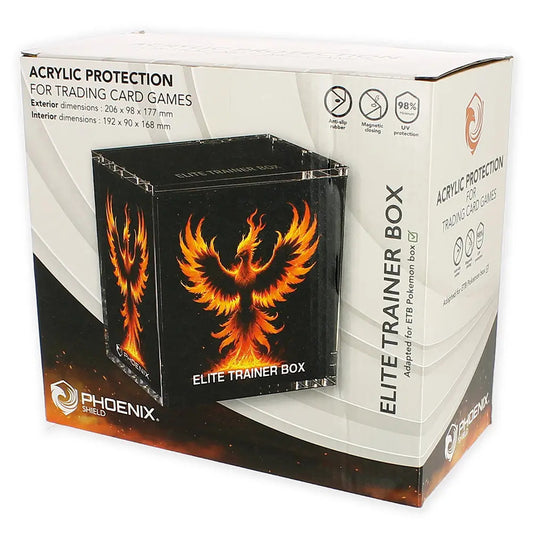 Boîte-Vitrine Acrylique Phoenix Shield pour ETB Pokémon - Protection Anti-UV Magnétique