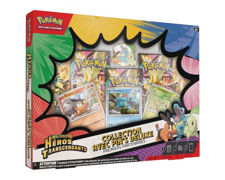 Coffret Collection Pin's Deluxe Pokémon Héros Transcendants ME2.5 - 5 Boosters + 3 Cartes Promo + Pin's - Français