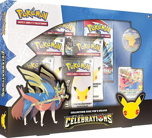 Coffret Collection Pin's Deluxe Zacian Pokémon Célébrations 25 Ans EB7.5 - 6 Boosters + Pin's - Français