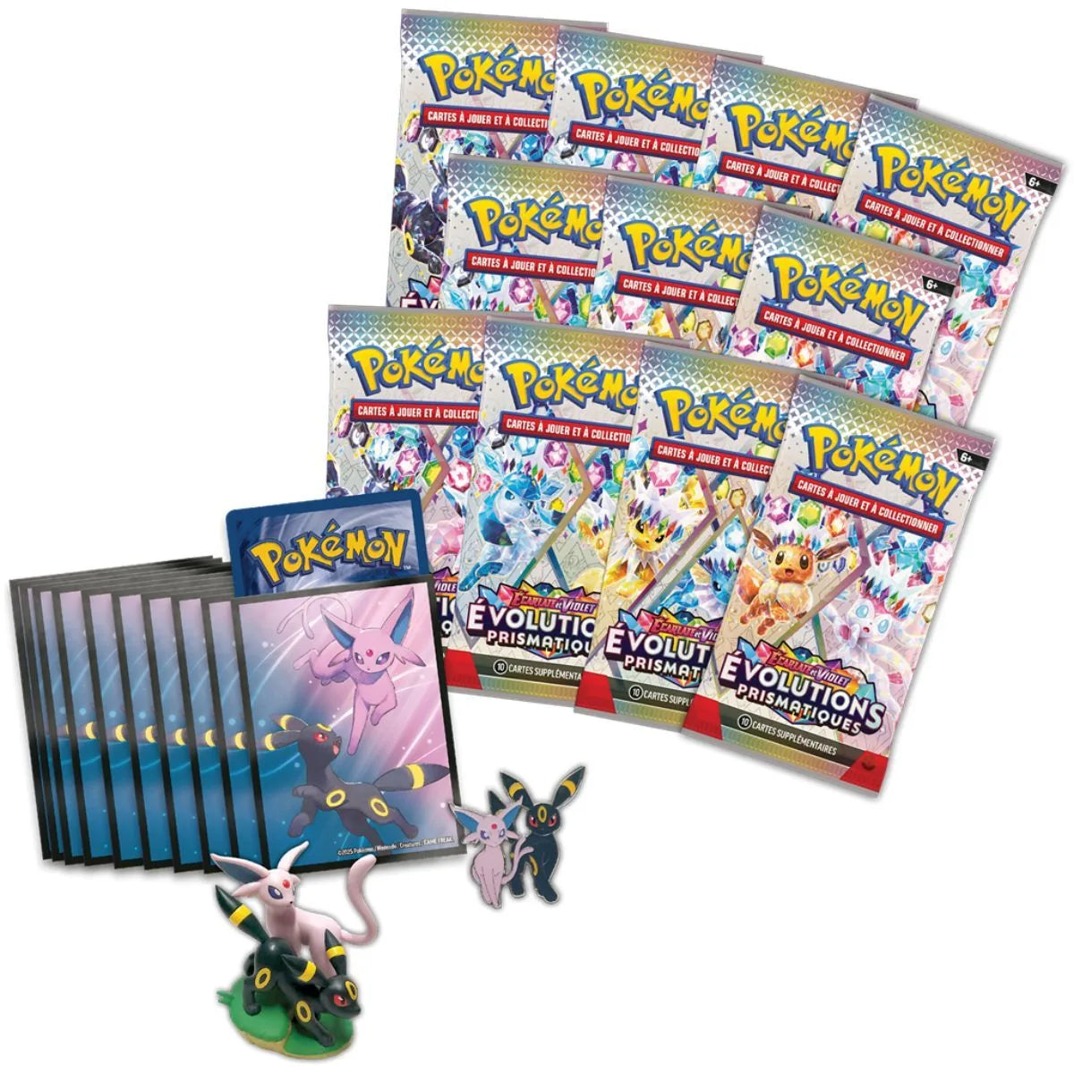 Coffret Collection Premium avec Figurine Pokémon EV8.5 Évolutions Prismatiques - Mentali et Noctali - Français