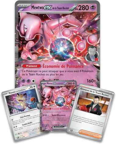 Coffret Pokémon Mewtwo-ex de la Team Rocket - 4 Boosters + Cartes Promo + Jumbo - Français