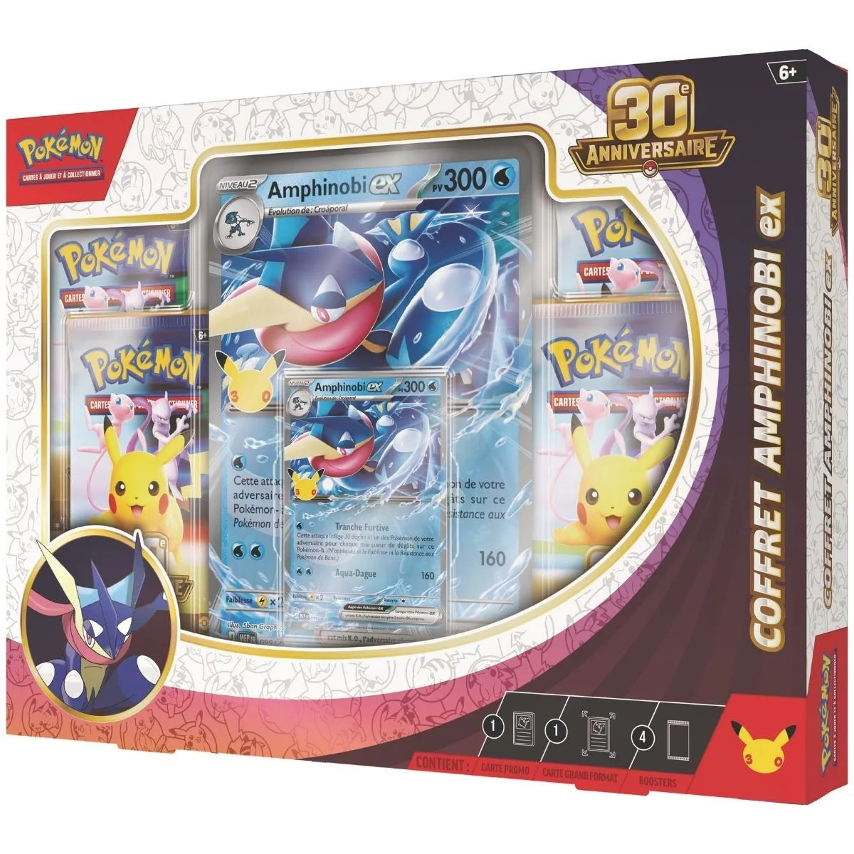Coffret Pokémon 30e Anniversaire ME05.5 - Amphinobi-ex - 4 Boosters + Cartes Promo - Français