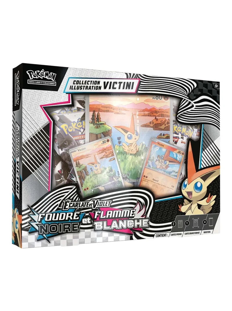 Coffret Collection Illustration Pokémon EV10.5 - Victini - 4 Boosters Foudre Noire et Flamme Blanche - Français