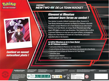Coffret Pokémon Mewtwo-ex de la Team Rocket - 4 Boosters + Cartes Promo + Jumbo - Français