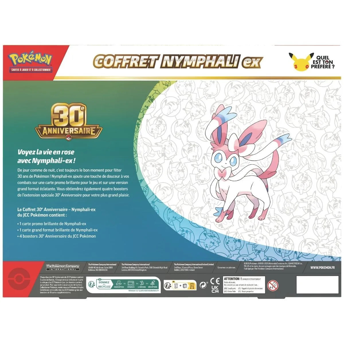 Coffret Pokémon 30e Anniversaire ME05.5 - Nymphali-ex - 4 Boosters + Cartes Promo - Français
