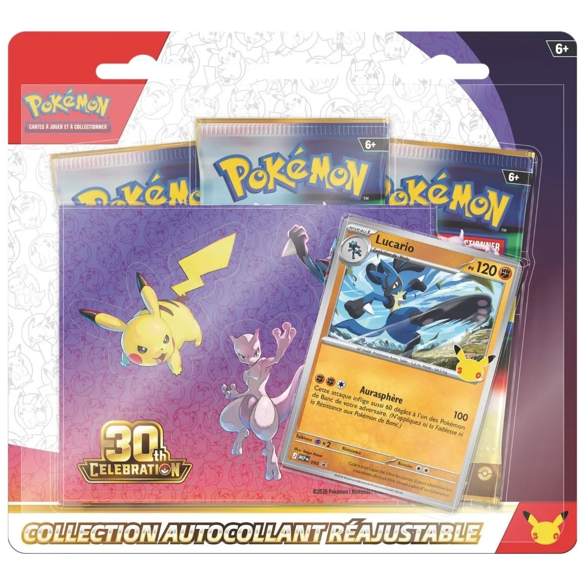Tripack Pokémon 30e Anniversaire ME05.5 - 3 Boosters + Promo Noadkoko / Lucario - Modèle Aléatoire - Français