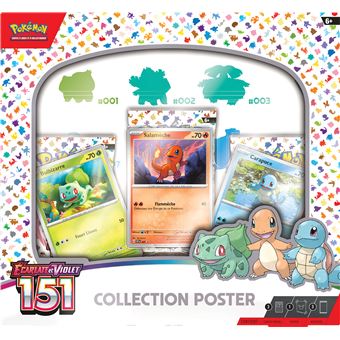 Coffret Poster Pokémon 151 EV3.5 - 3 Boosters + 3 Cartes Promo Starters Kanto - Français