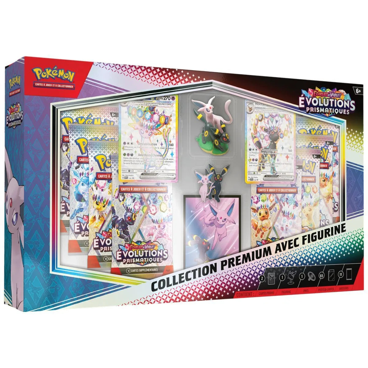 Coffret Collection Premium avec Figurine Pokémon EV8.5 Évolutions Prismatiques - Mentali et Noctali - Français