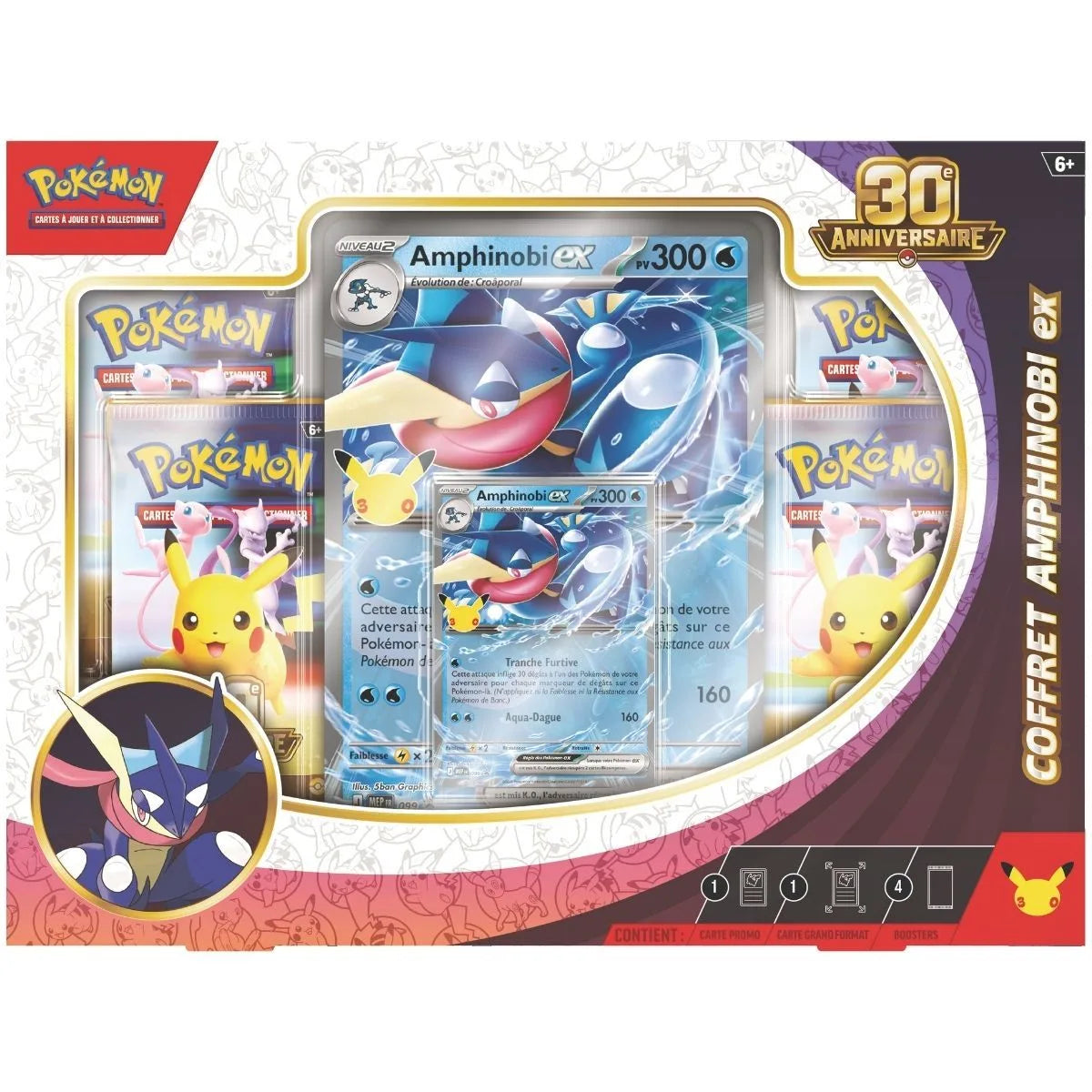 Coffret Pokémon 30e Anniversaire ME05.5 - Amphinobi-ex - 4 Boosters + Cartes Promo - Français