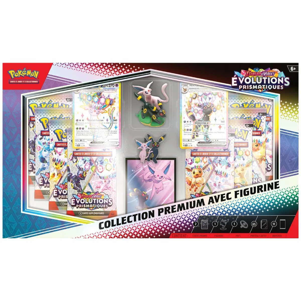 Coffret Collection Premium avec Figurine Pokémon EV8.5 Évolutions Prismatiques - Mentali et Noctali - Français
