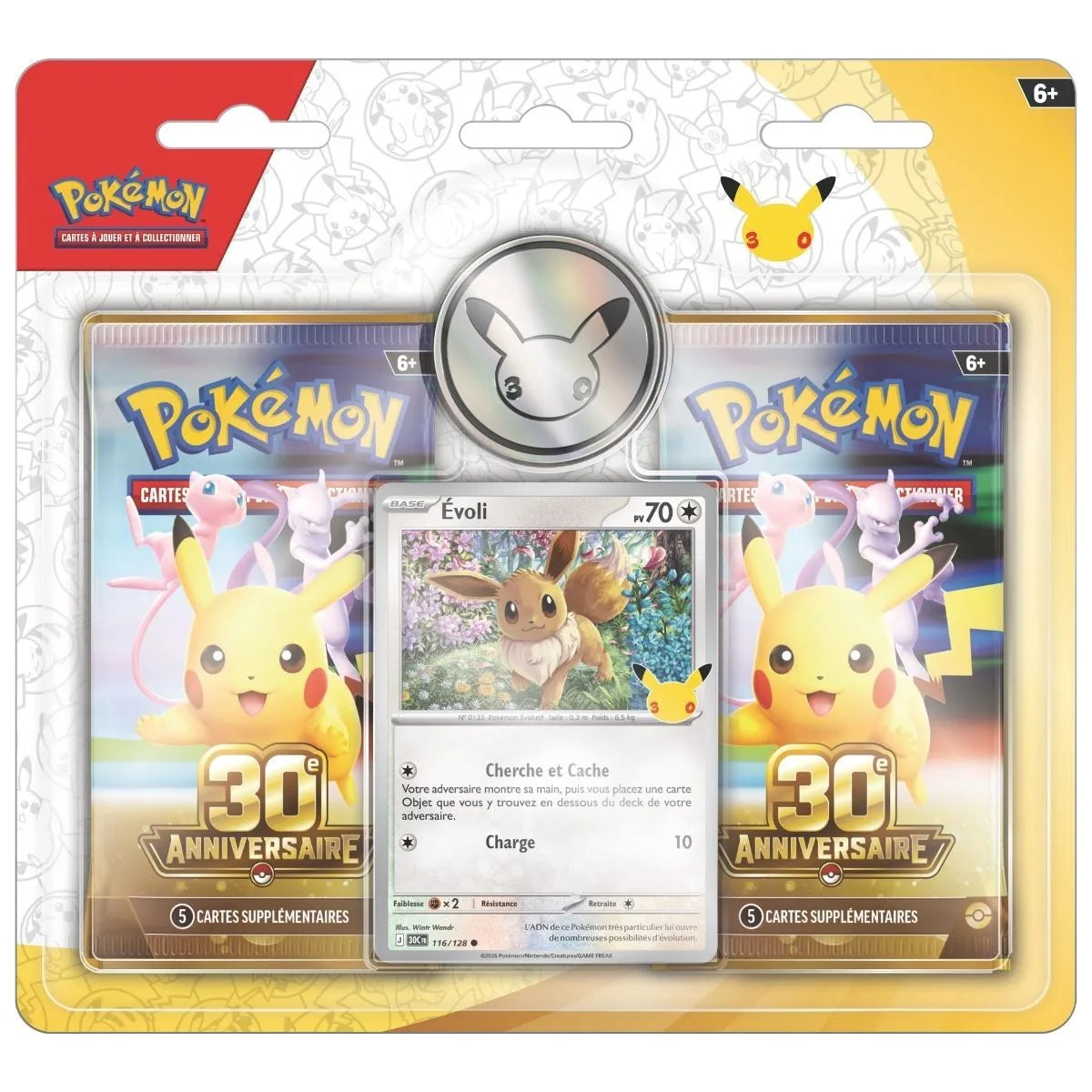 Duopack Pokémon 30e Anniversaire ME05.5 - Évoli - 2 Boosters + Carte Promo + Pièce - Français