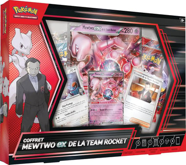 Coffret Pokémon Mewtwo-ex de la Team Rocket - 4 Boosters + Cartes Promo + Jumbo - Français