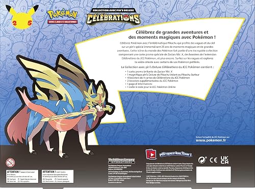 Coffret Collection Pin's Deluxe Zacian Pokémon Célébrations 25 Ans EB7.5 - 6 Boosters + Pin's - Français