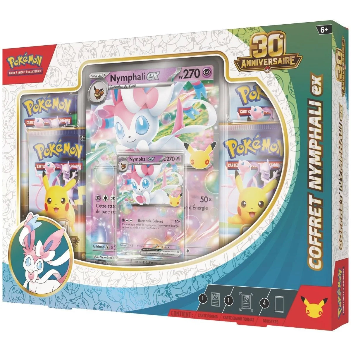 Coffret Pokémon 30e Anniversaire ME05.5 - Nymphali-ex - 4 Boosters + Cartes Promo - Français